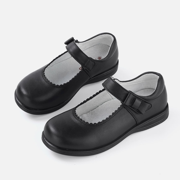 Girl's Mary Jane School Uniform Black Shoe/Round Flat/Slip on